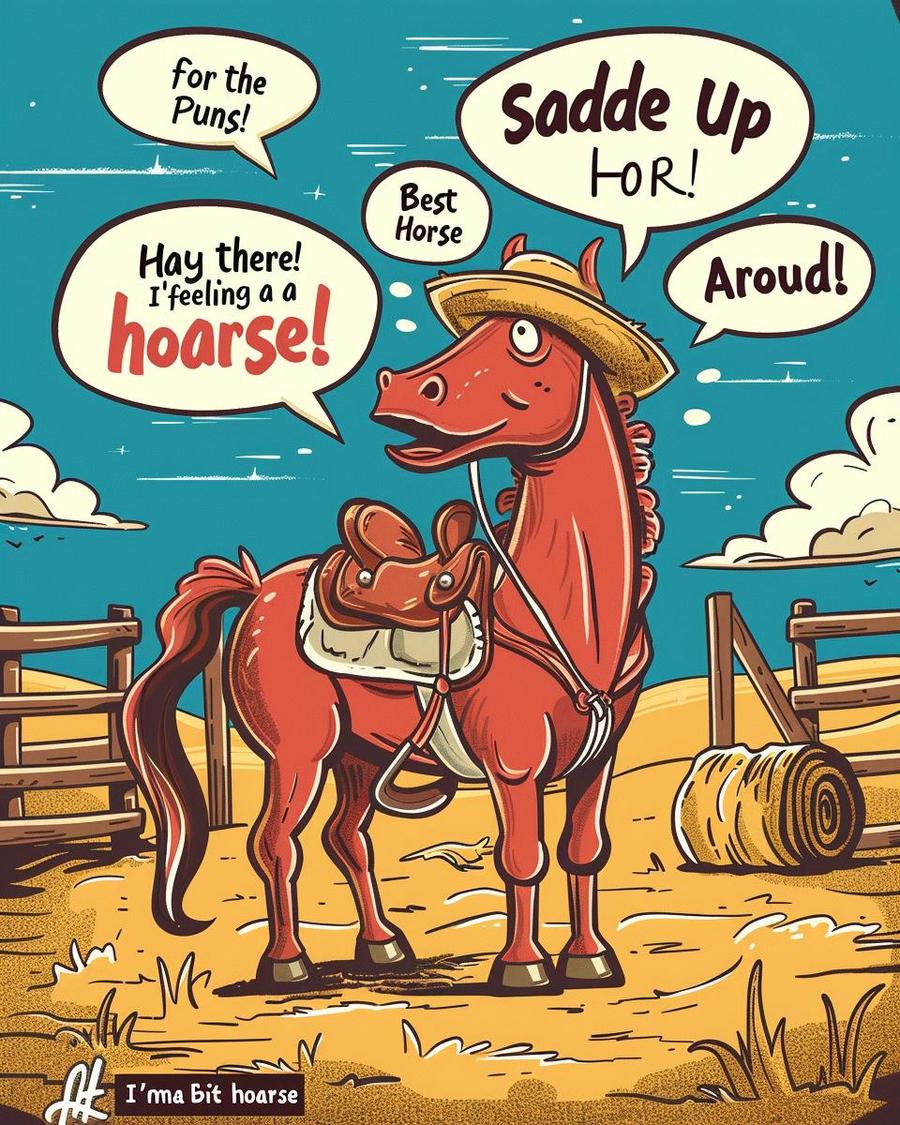 A beginner's guide cover to the essentials of horse puns in print.