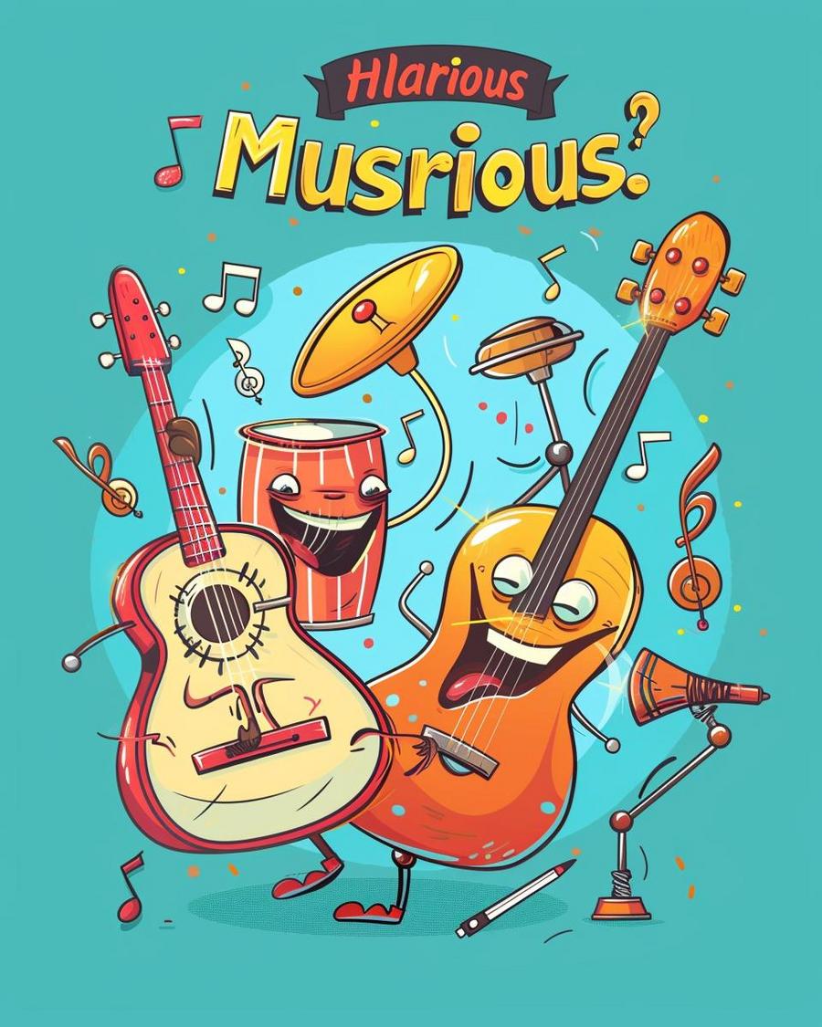 Illustration of people laughing at music jokes, highlighting the universal love for good humor.