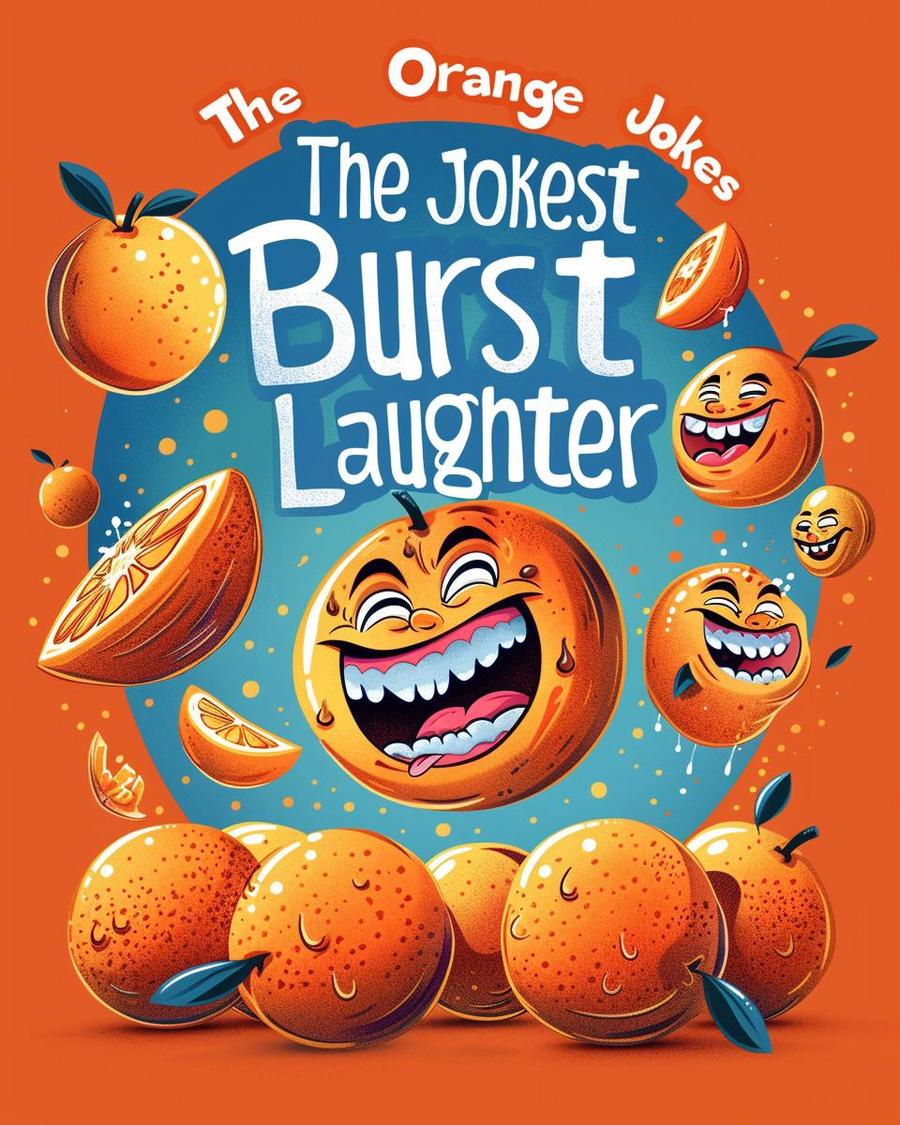 Two oranges laughing together, enjoying funny orange jokes under the sunshine.