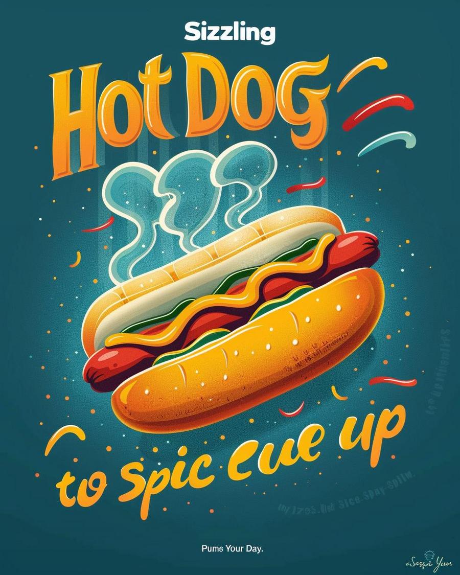 Cute illustration of hot dog puns with funny condiment characters on a picnic blanket.