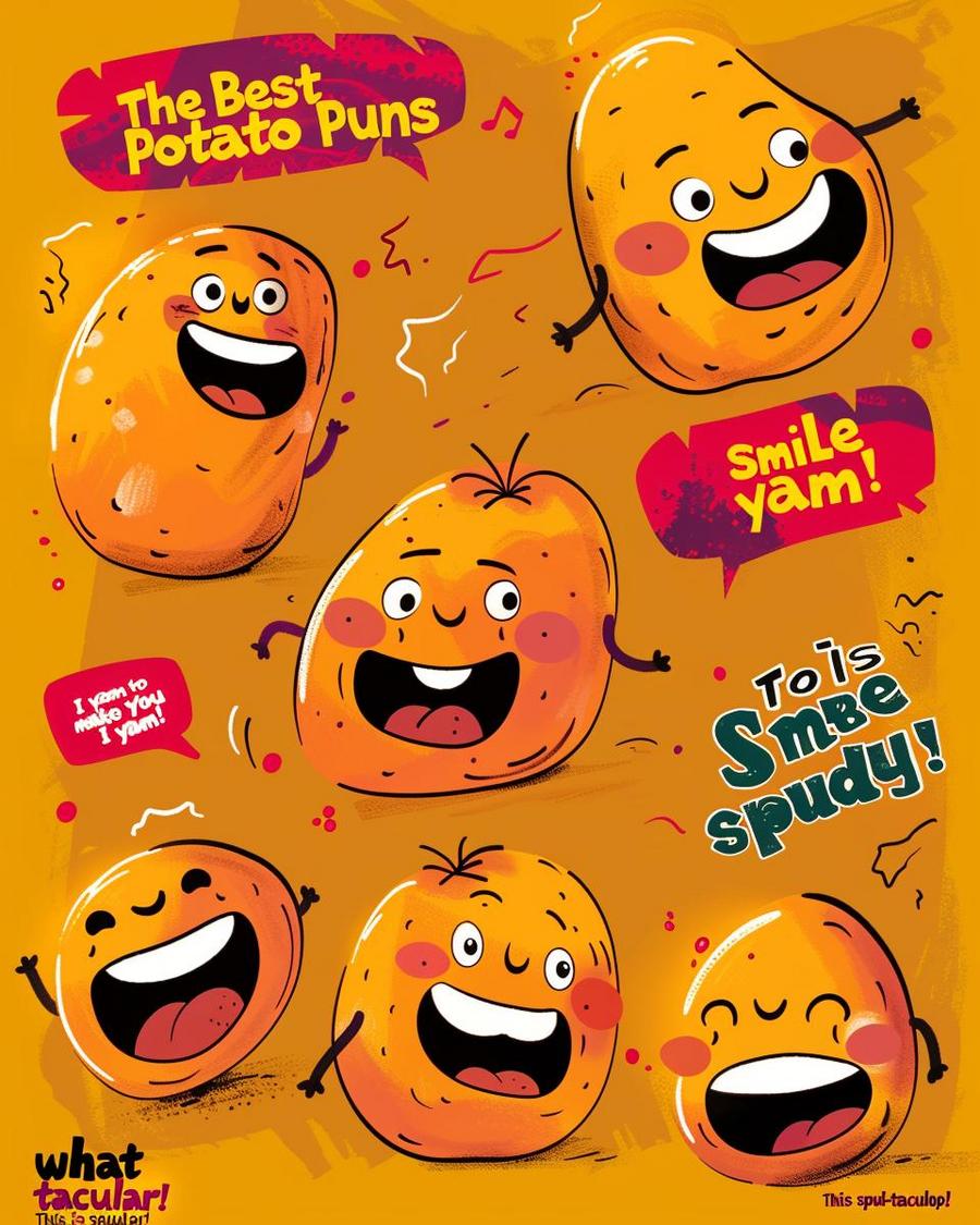 Illustration of the roots of potato humor highlighting tuber-ific potato puns background.