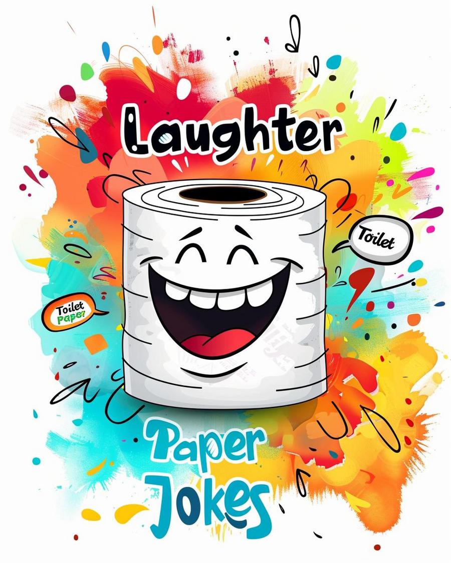 Person laughing at toilet paper jokes featuring puns and brand humor in the bathroom.