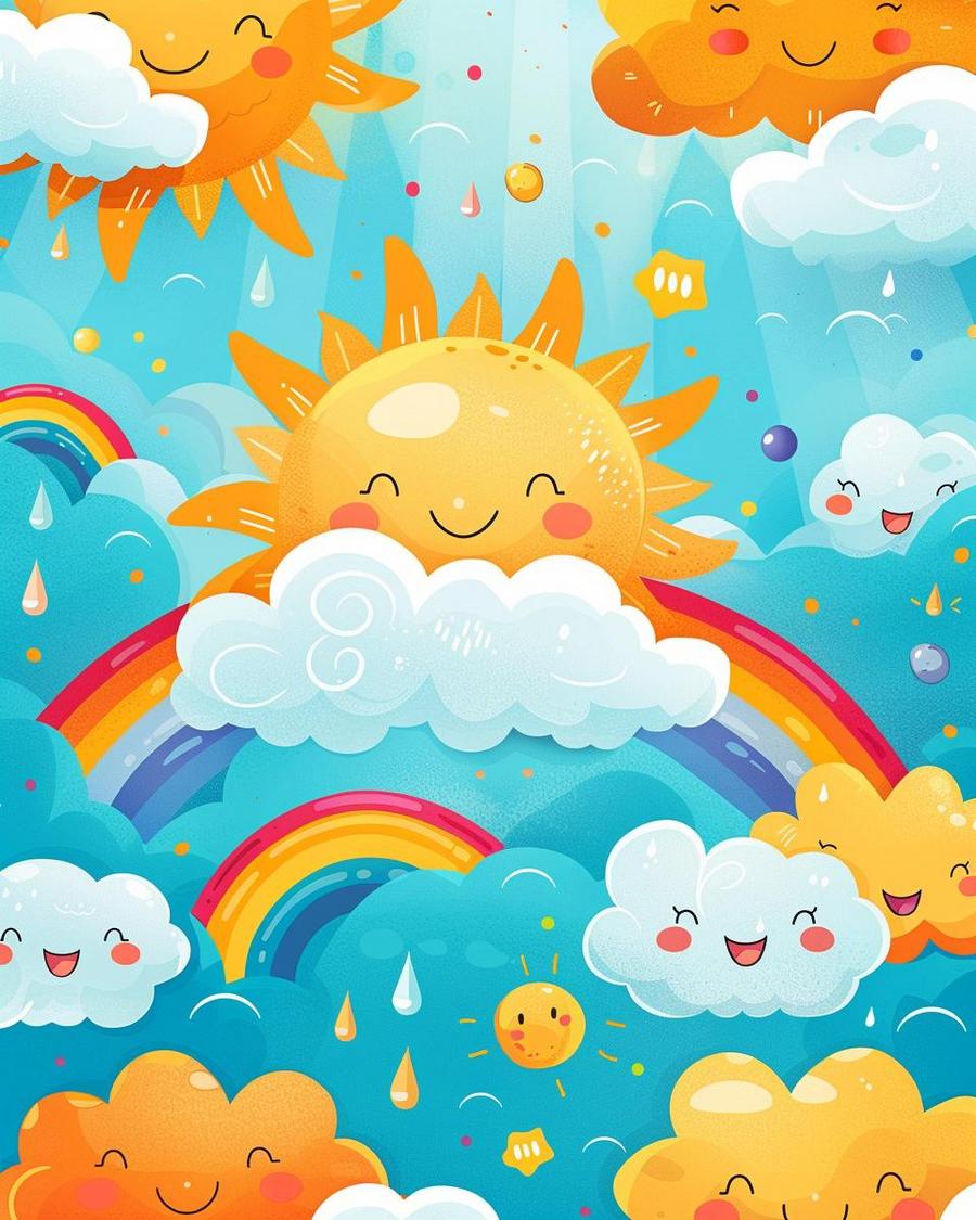 Cartoon cloud smiling with humorous text, showcasing clever weather puns for a lighthearted touch.