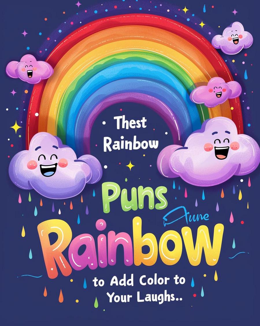 Colorful artwork featuring rainbow puns, brightening the day with humor and vivid hues.