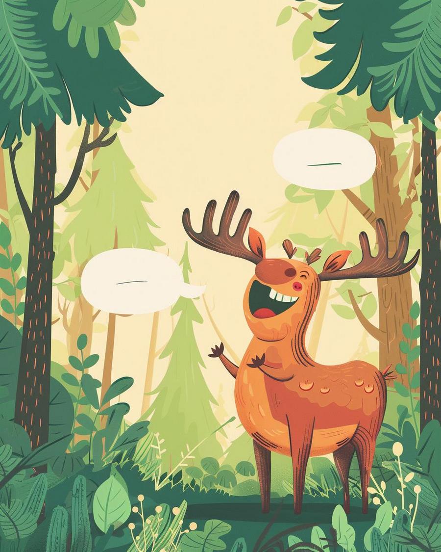 Moose in amusing scenarios, perfect material for moose jokes and wild humor.