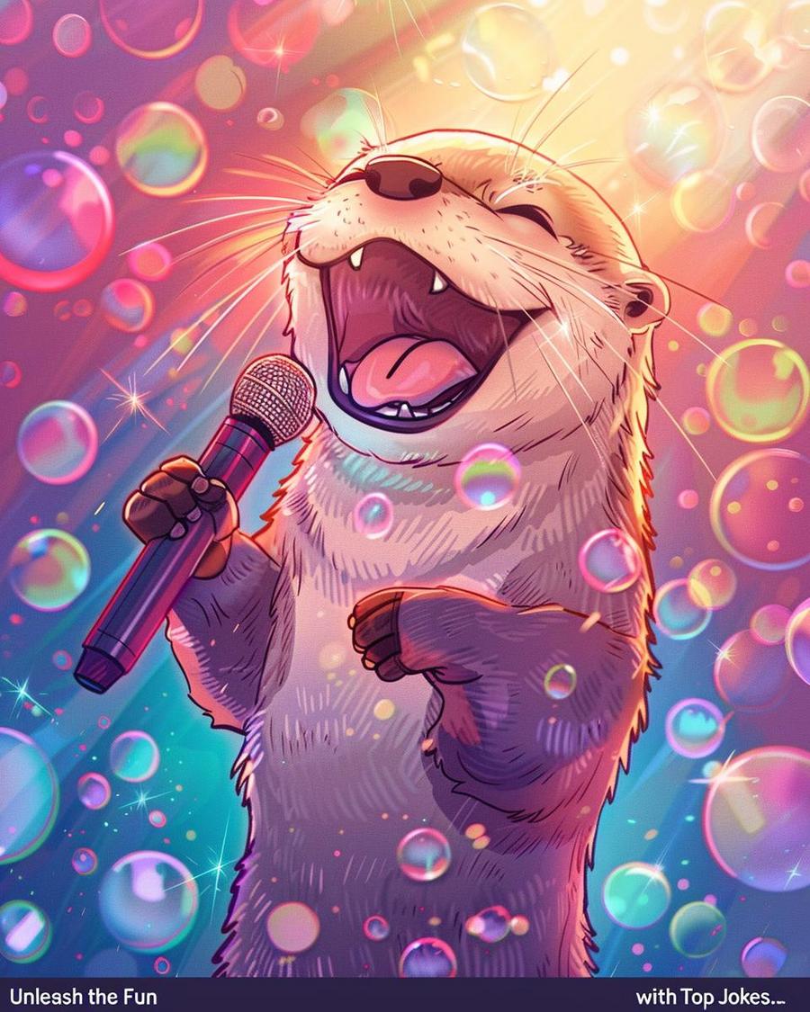 Otter holding a sign with funny otter jokes, demonstrating humorous wordplay and puns.