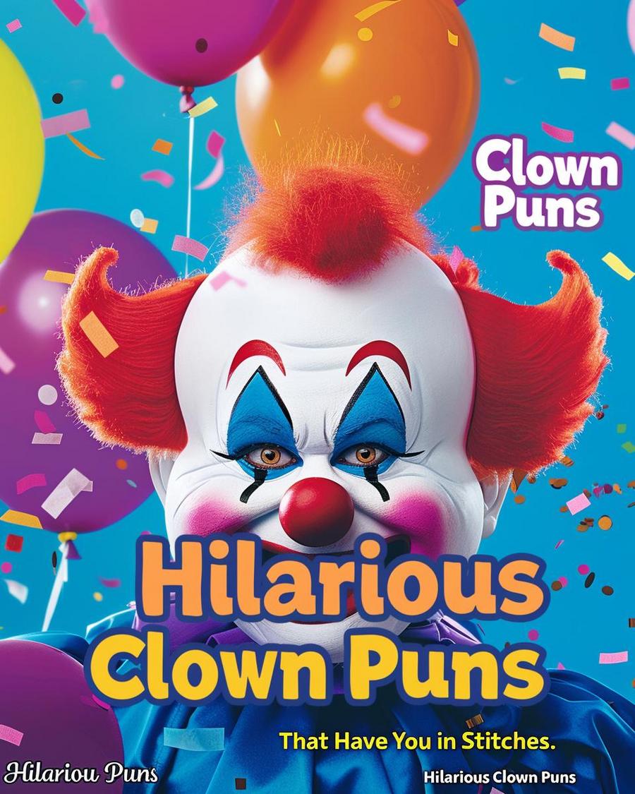 Colorful clown laughing at a joke, highlighting the humor in clown puns.