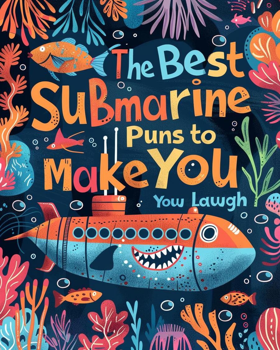 Submarine puns making waves with humor in deep sea jokes illustration.