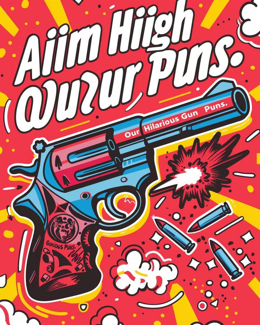 Person laughing at gun puns book titled "Firearm Funnies: Ignite Your Humor."