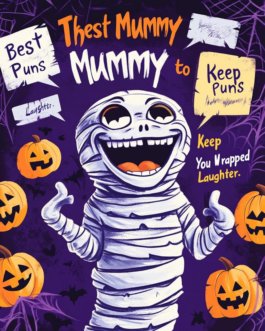 Family enjoying Halloween with mummy puns and costumes for fun bonding time.