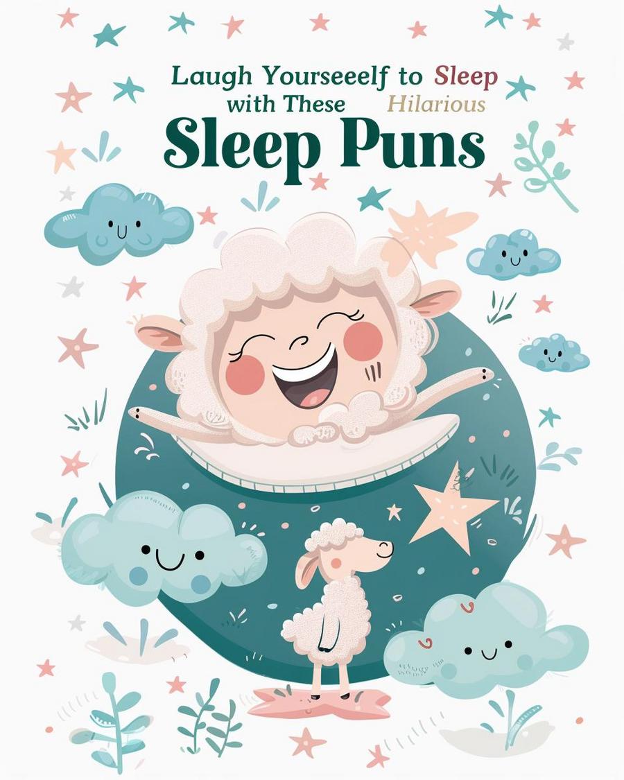 Cute illustrations with humorous sleep puns, perfect for bedtime laughs and relaxation.
