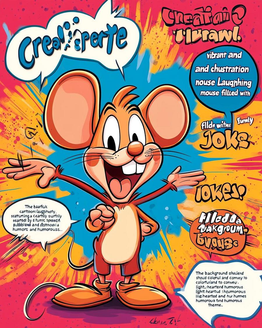 Cartoon mouse with a slice of cheese, perfect for mouse jokes and cheesy puns.