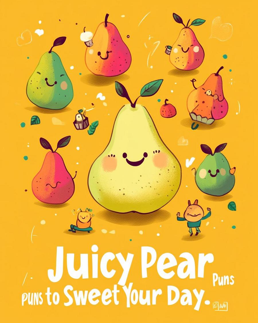 A collection of pear puns on vibrant ripe pears, ready for laughs and enjoyment.