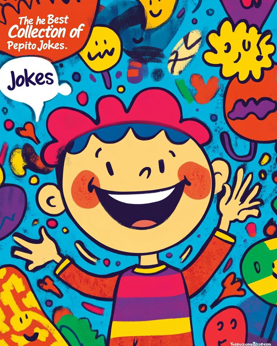 An open book with an introduction to pepito jokes, highlighted text and illustrations.