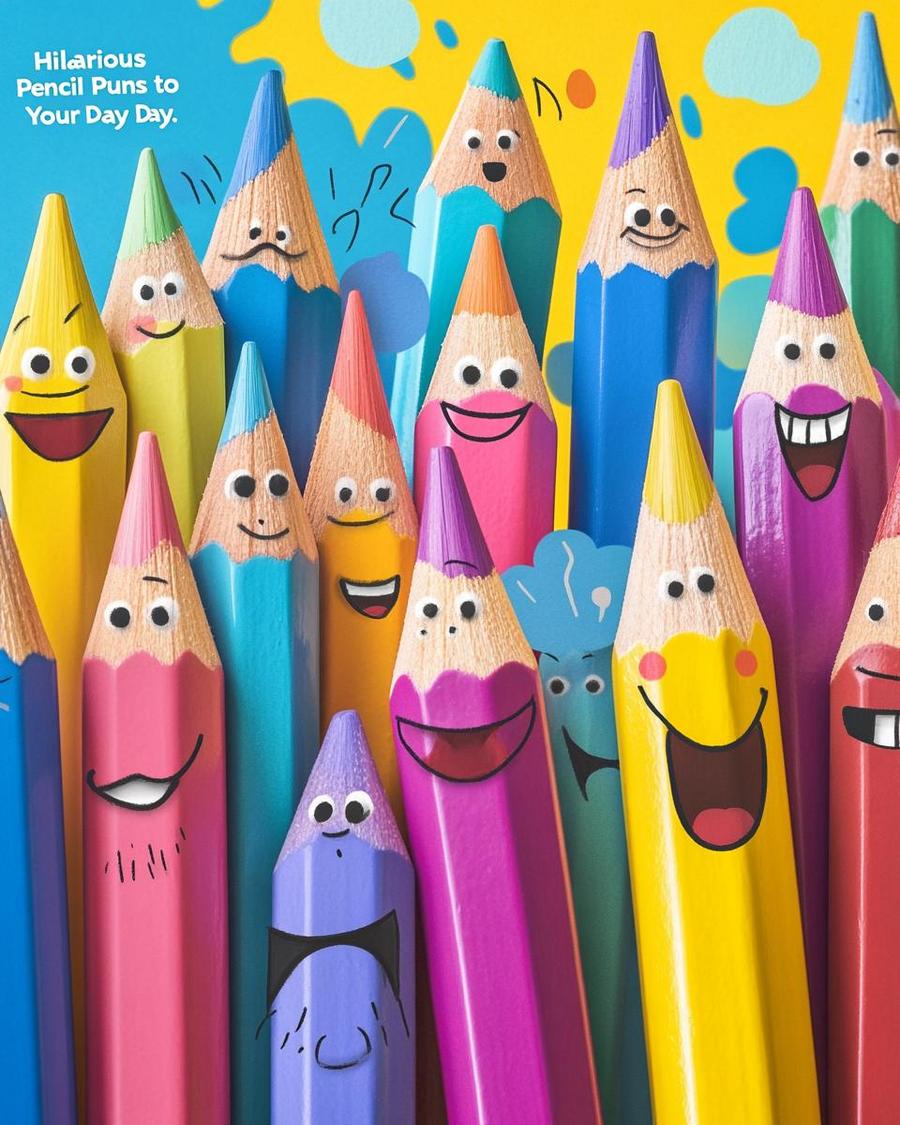 Pencil Point Puns: sharpened pencil with witty puns for humor and creativity.